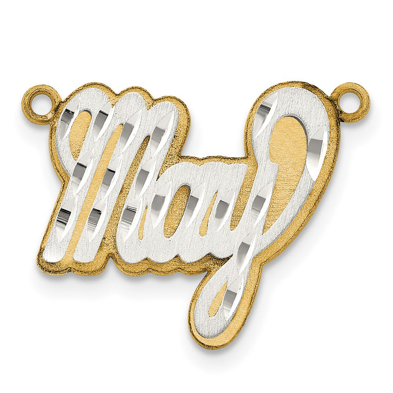 14K Two Tone 3D Satin Diamond Cut Name Plate