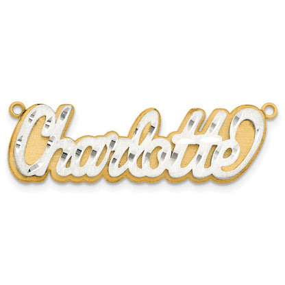 14K Two Tone 3D Satin Diamond Cut Name Plate