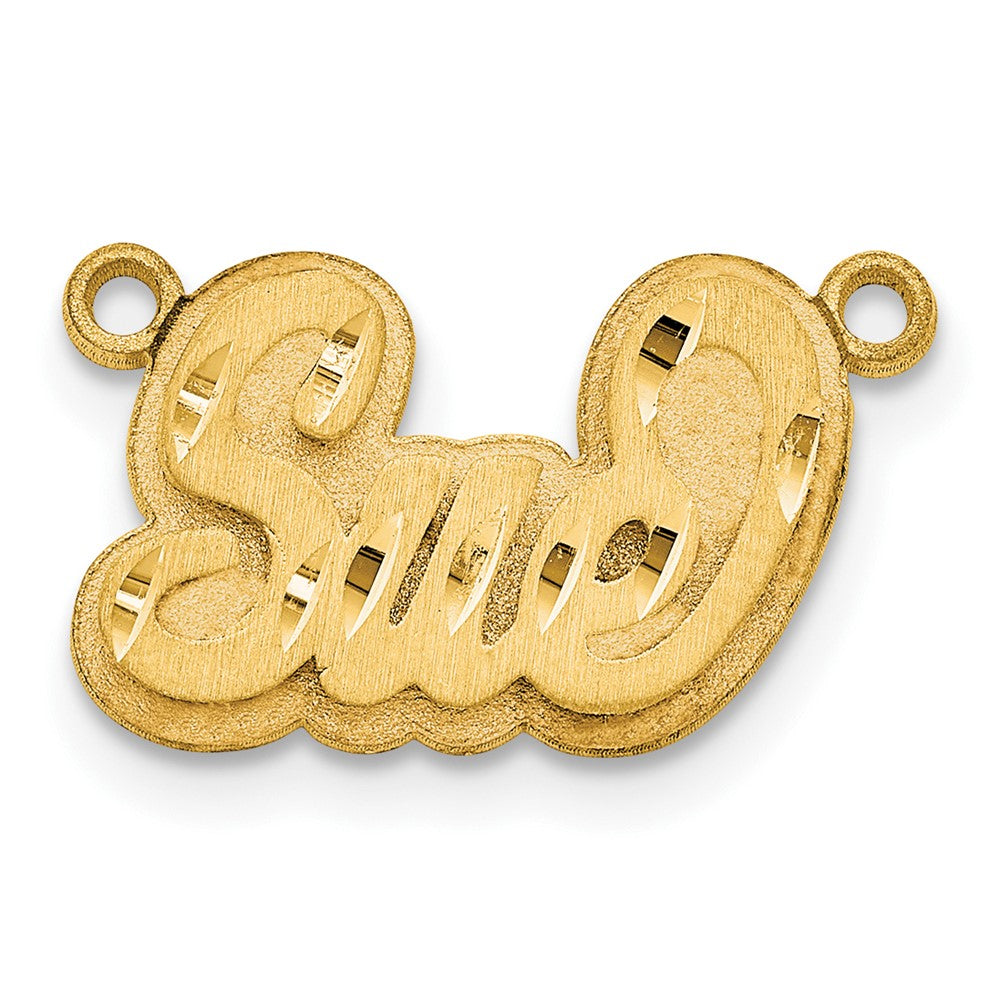14K Yellow Gold 3D Satin Diamond Cut Name Plate