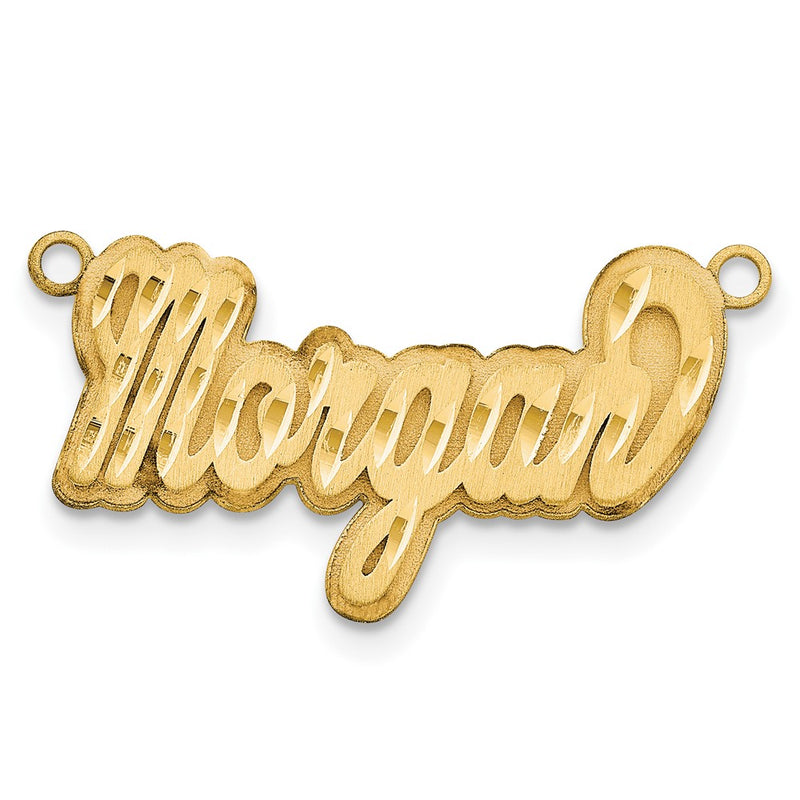 14K Yellow Gold 3D Satin Diamond Cut Name Plate