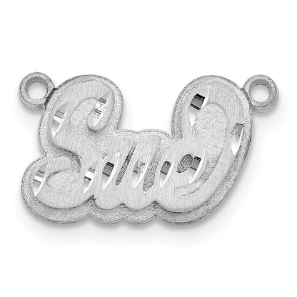 Sterling Silver Rhodium Plated 3D Satin Diamond Cut Name Plate