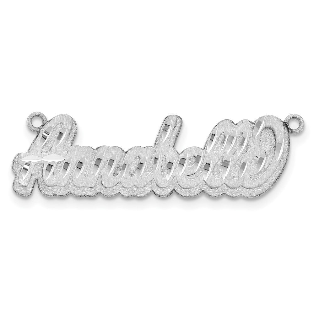 Sterling Silver Rhodium Plated 3D Satin Diamond Cut Name Plate