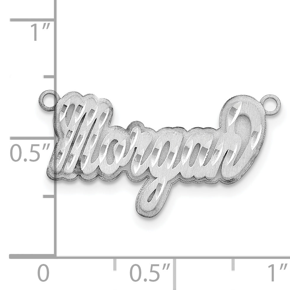 14K White Gold 3D Satin Diamond Cut Name Plate