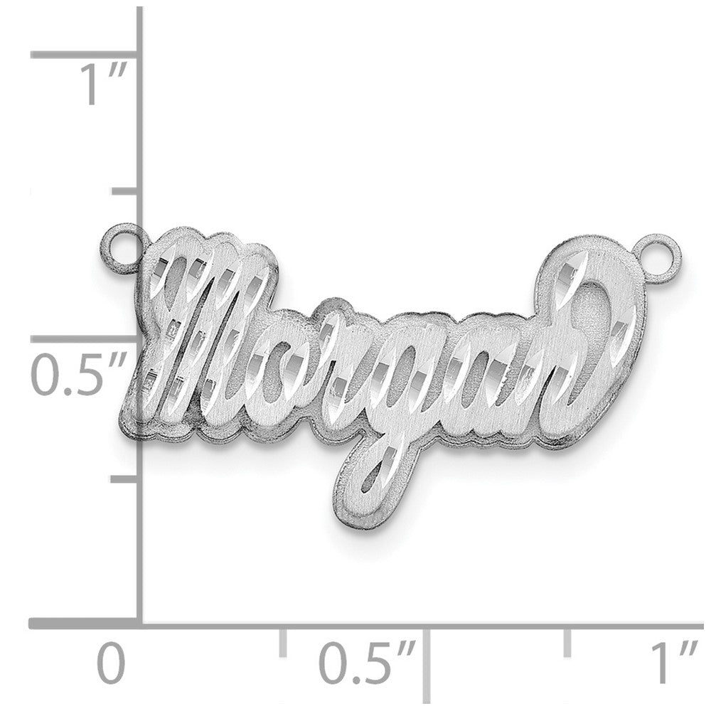 Sterling Silver Rhodium Plated 3D Satin Diamond Cut Name Plate