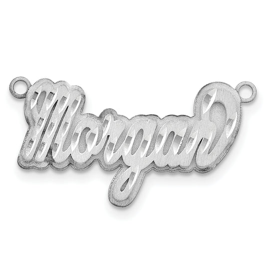14K White Gold 3D Satin Diamond Cut Name Plate
