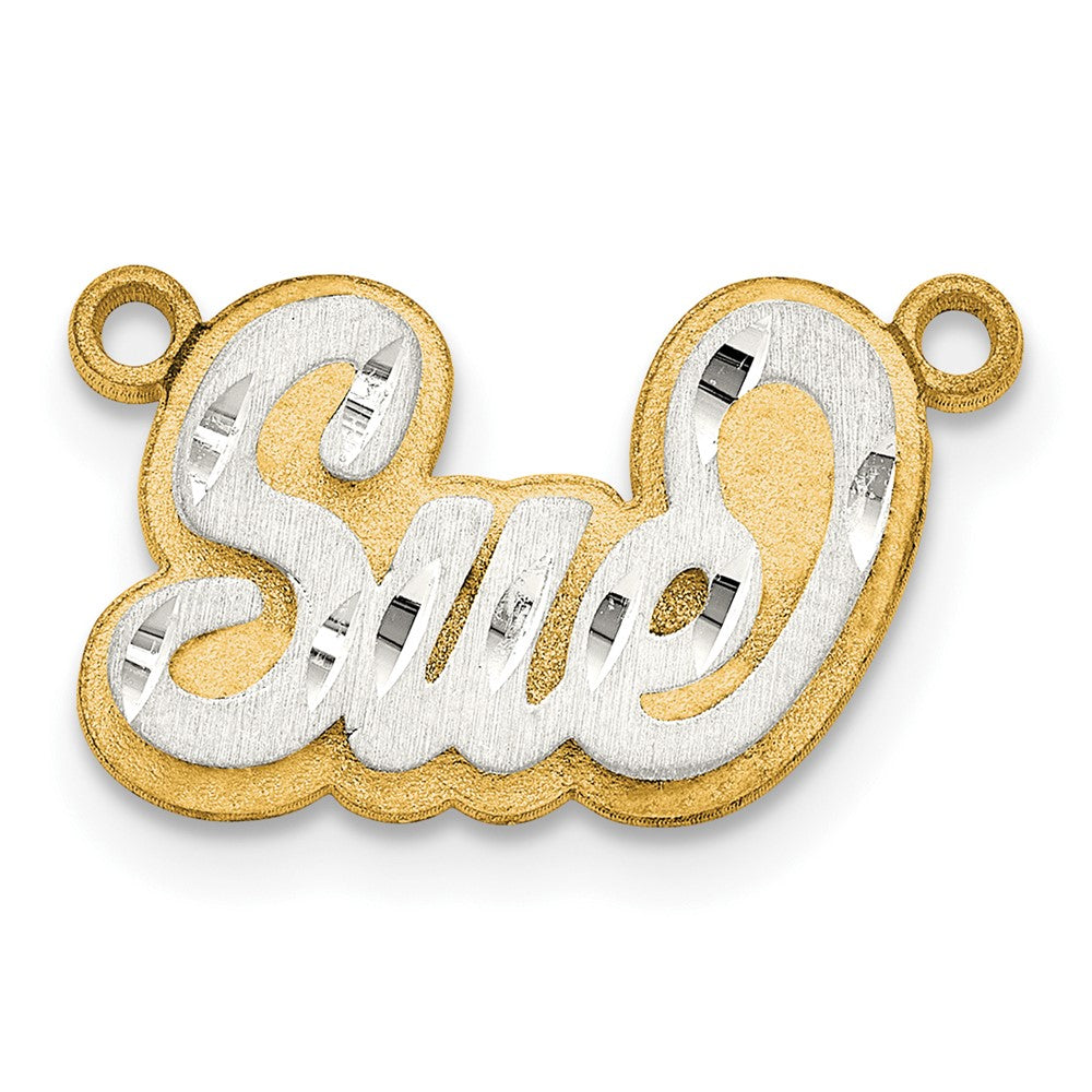 14K Two Tone 3D Satin Diamond Cut Name Plate