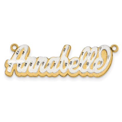 14K Two Tone 3D Satin Diamond Cut Name Plate