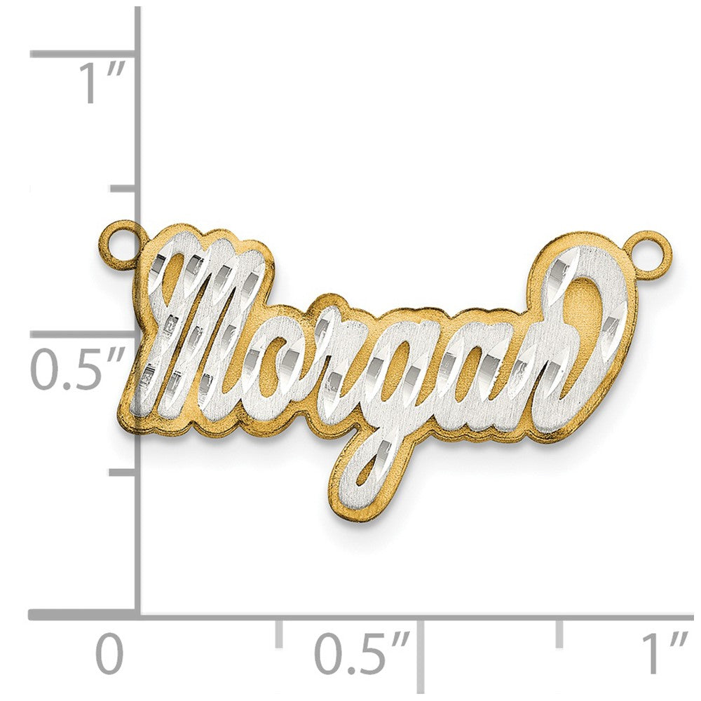 14K Two Tone 3D Satin Diamond Cut Name Plate