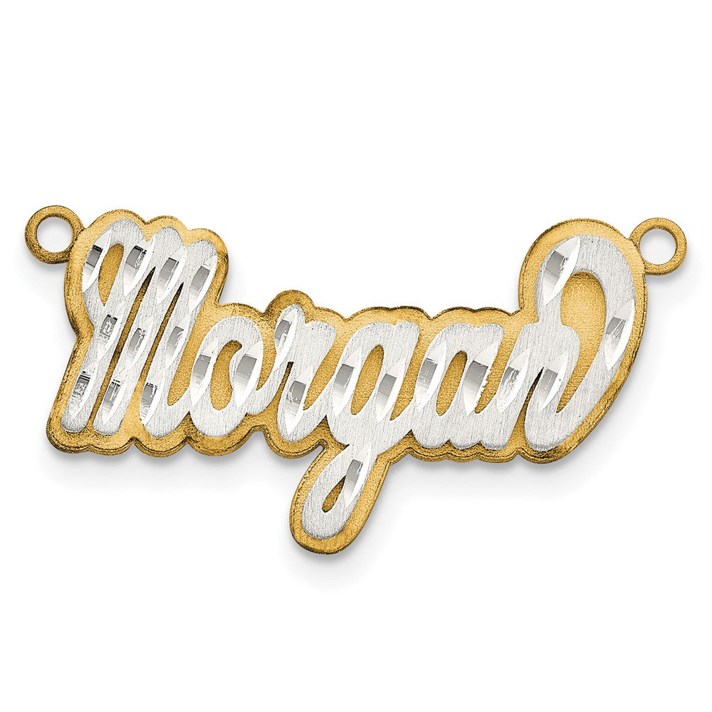 14K Two Tone 3D Satin Diamond Cut Name Plate