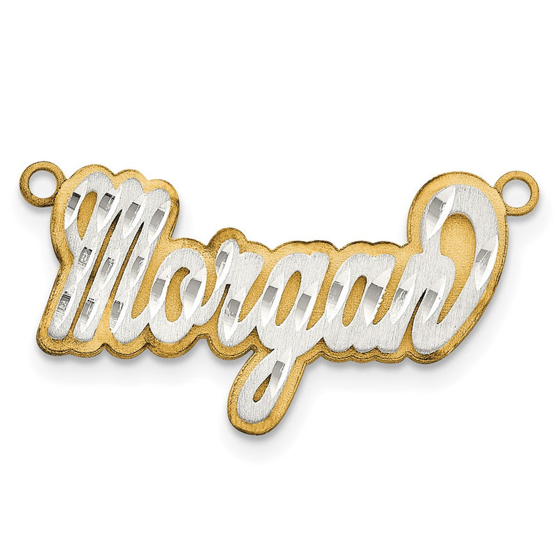 14K Two Tone 3D Satin Diamond Cut Name Plate