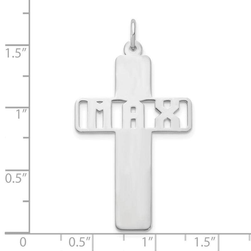 Sterling Silver Silver/Rhodium Plated With Cut Out Name Charm