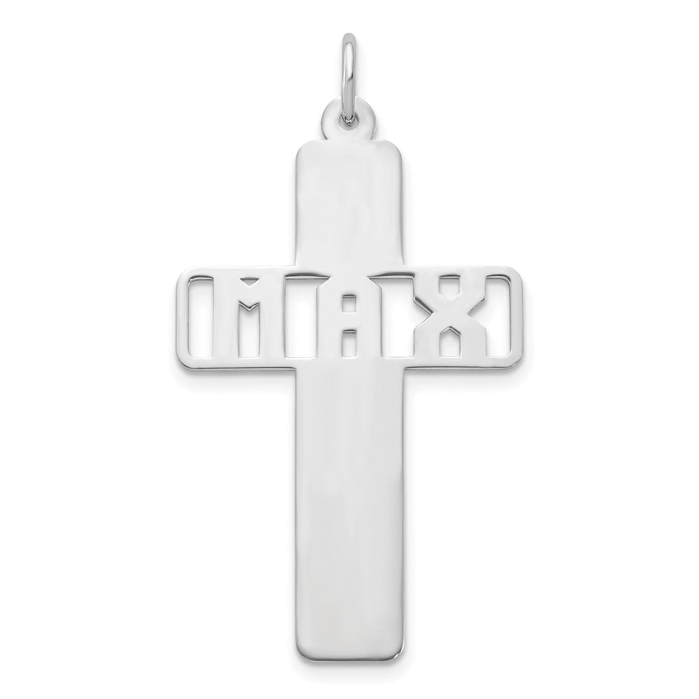 Sterling Silver Silver/Rhodium Plated With Cut Out Name Charm
