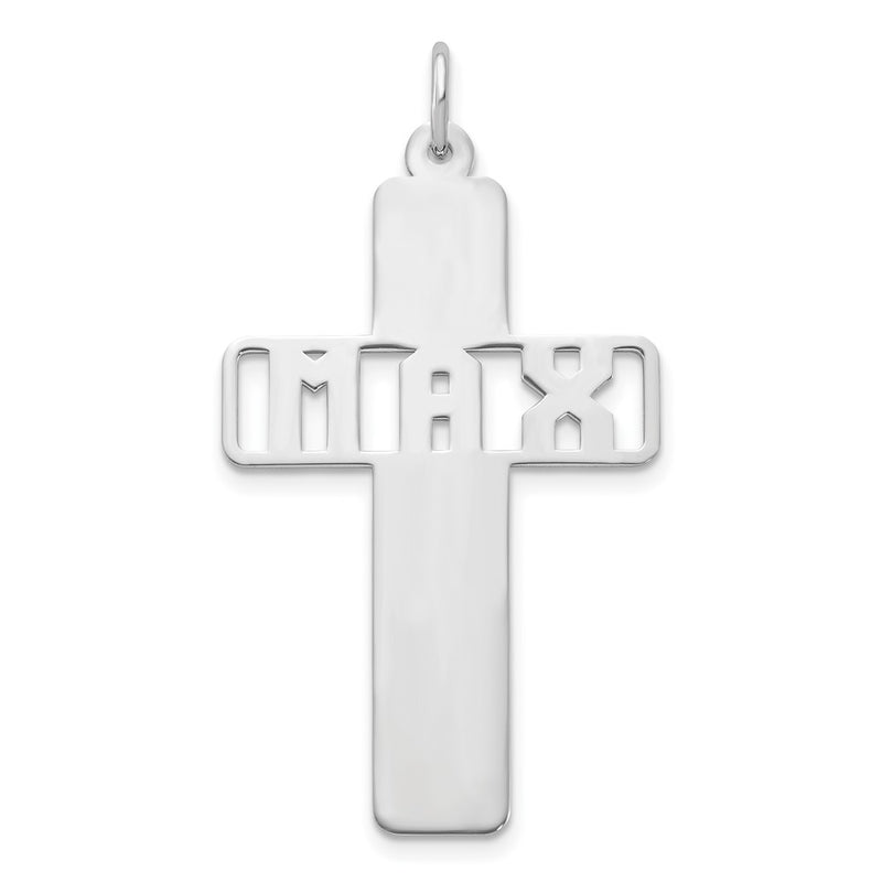 Sterling Silver Silver/Rhodium Plated With Cut Out Name Charm
