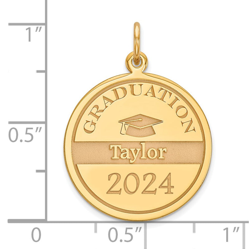 14K Yellow Gold Personalized Graduation Charm