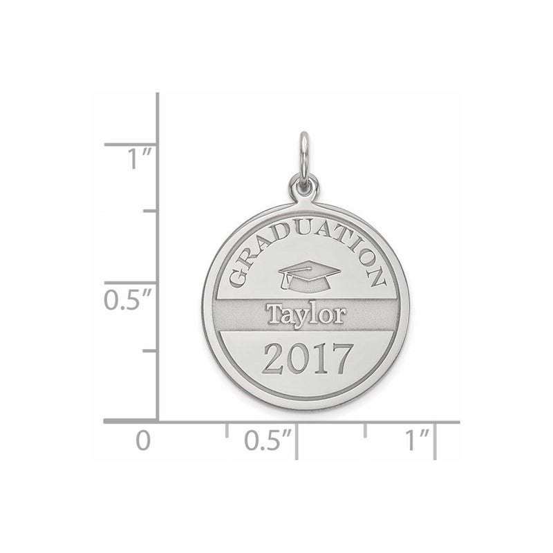 14K White Gold Personalized Graduation Charm