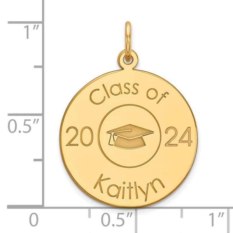 14K Yellow Gold Personalized Graduation Charm
