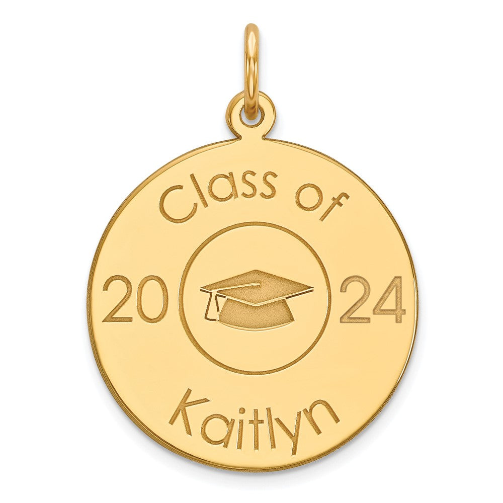 14K Yellow Gold Personalized Graduation Charm