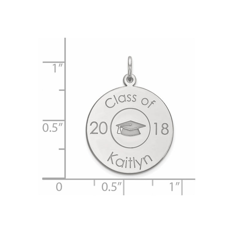 14K White Gold Personalized Graduation Charm