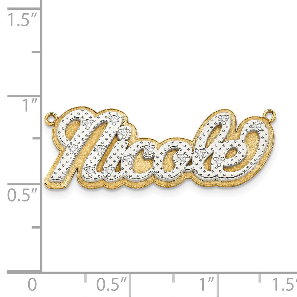 14K Yellow & Rhodium Gold And 3D Diamond Name Plate