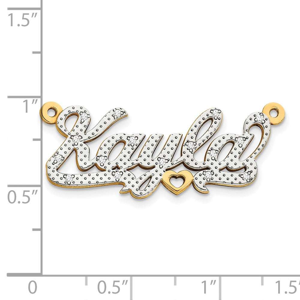 14K Yellow & Rhodium Gold And 3D Diamond Name Plate