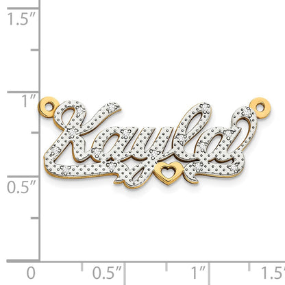 14K Yellow & Rhodium Gold And 3D Diamond Name Plate