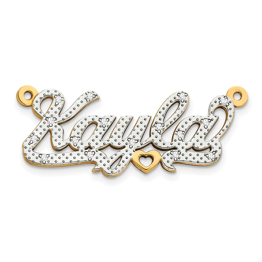 14K Yellow & Rhodium Gold And 3D Diamond Name Plate