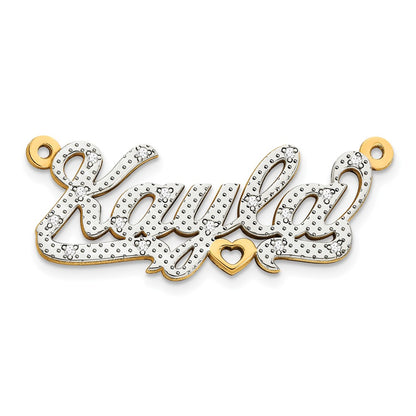 14K Yellow & Rhodium Gold And 3D Diamond Name Plate