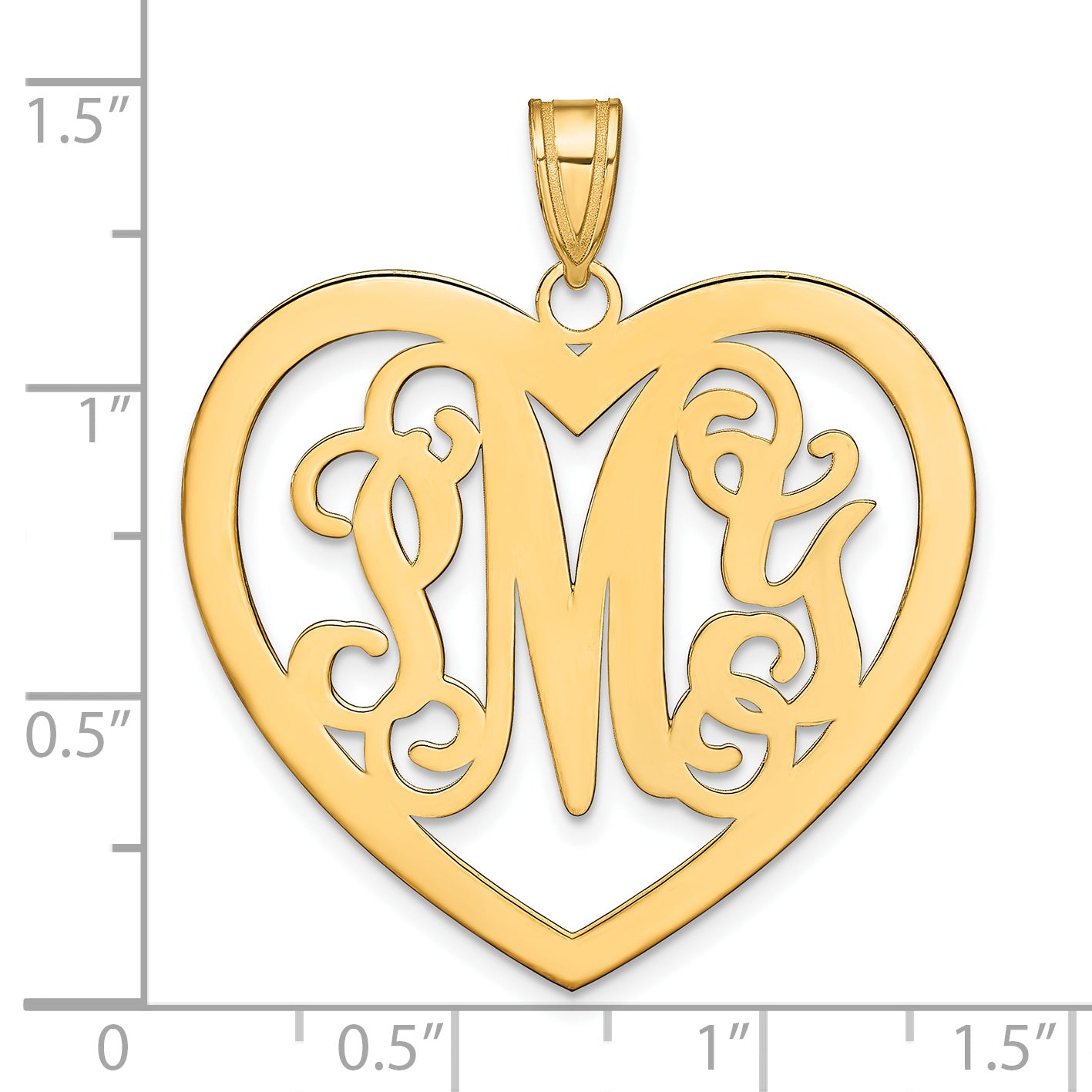 14K Yellow Gold Large Monogram Heart Pendant