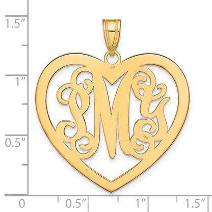 14K Yellow Gold Large Monogram Heart Pendant