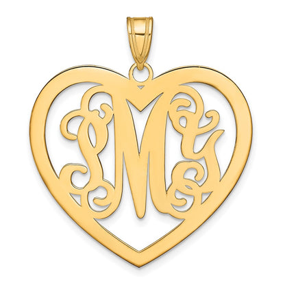 14K Yellow Gold Large Monogram Heart Pendant