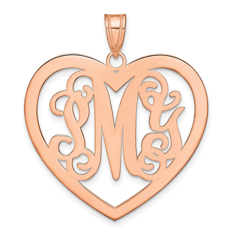 14K Rose Gold Large Monogram Heart Pendant