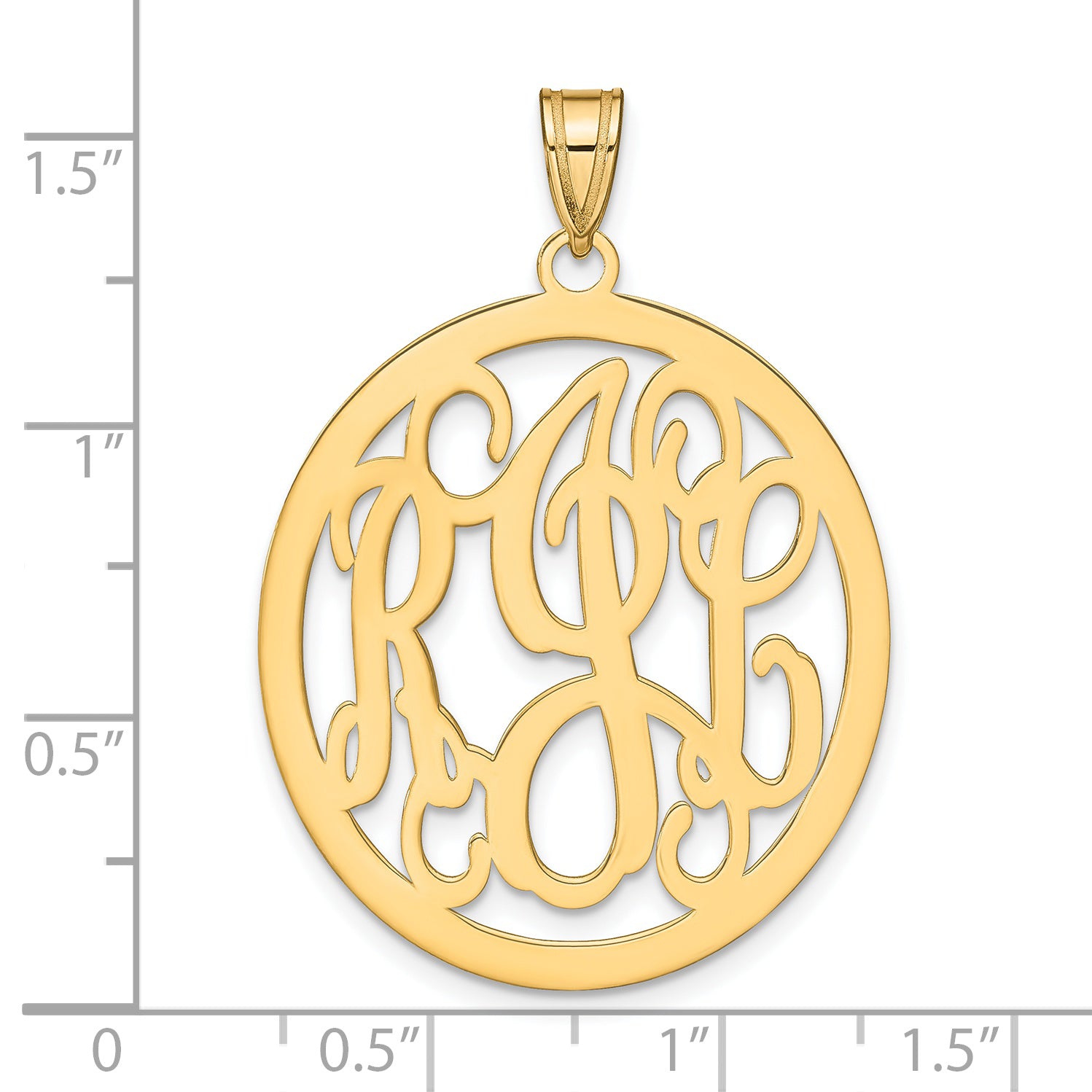 14K Yellow Gold Round Monogram Pendant