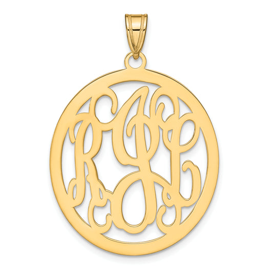 14K Yellow Gold Round Monogram Pendant