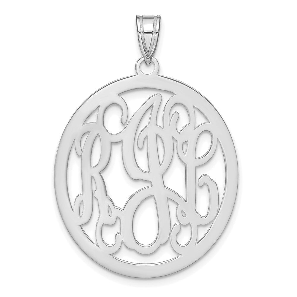 14K White Gold Round Monogram Pendant