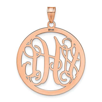Rose Plated Sterling Silver/Rose Large Round Monogram Pendant