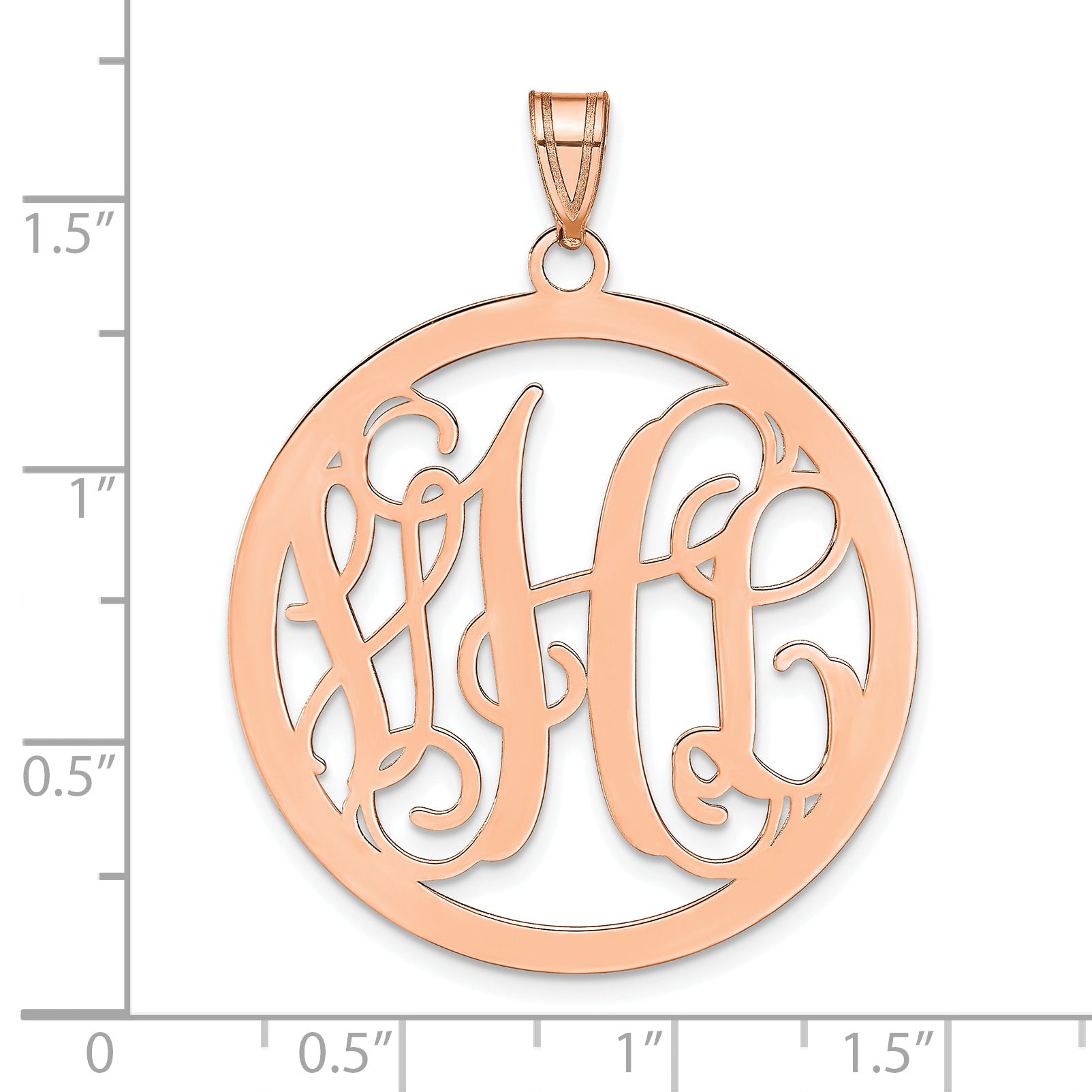 14K Rose Gold Large Round Monogram Pendant