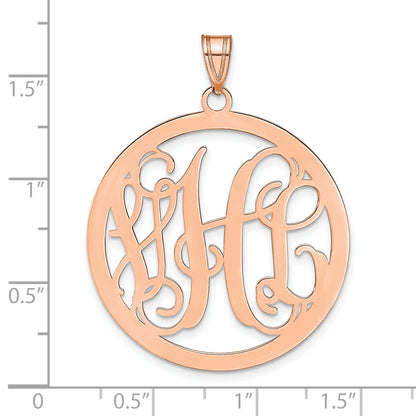 14K Rose Gold Large Round Monogram Pendant
