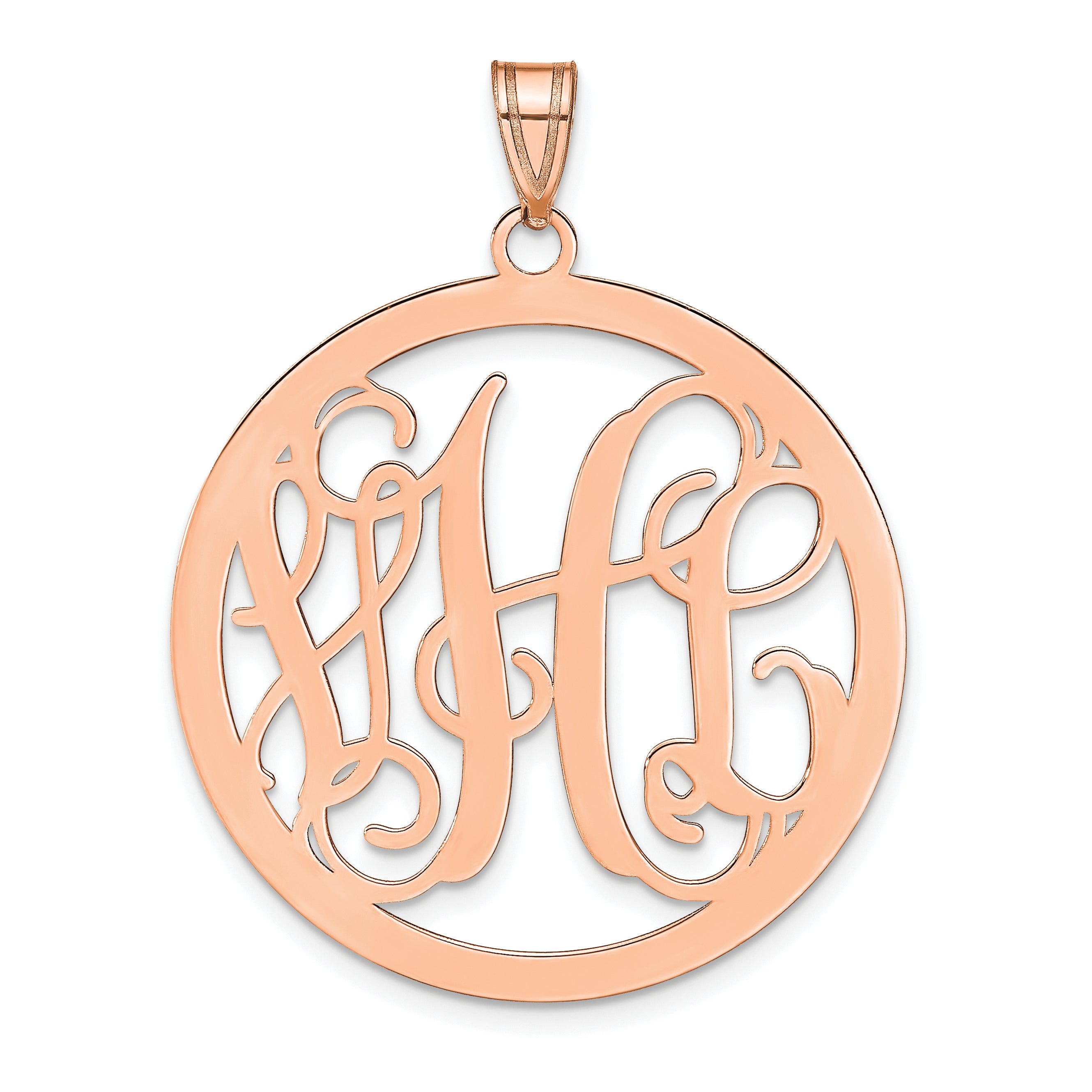 14K Rose Gold Large Round Monogram Pendant