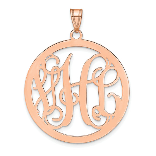 14K Rose Gold Large Round Monogram Pendant