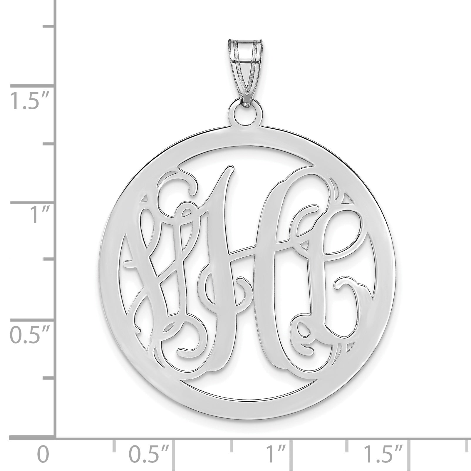 14K White Gold Large Round Monogram Pendant