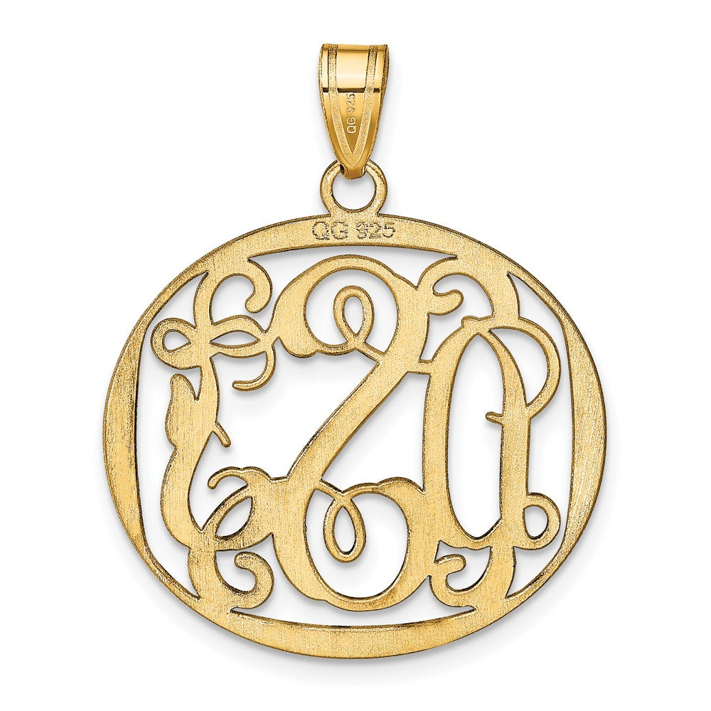 Gold Plated Sterling Silver/Gold Round Monogram Pendant