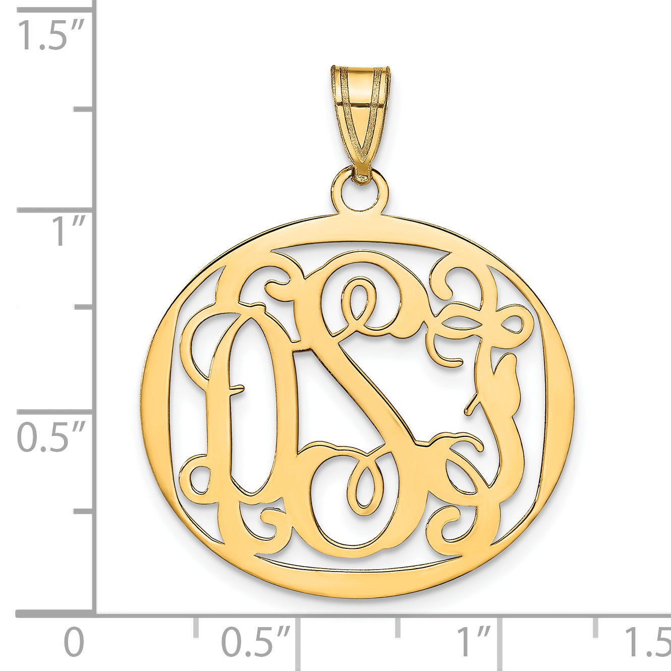 14K Yellow Gold Round Monogram Pendant