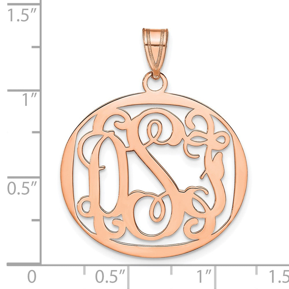 Rose Plated Sterling Silver/Rose Round Monogram Pendant