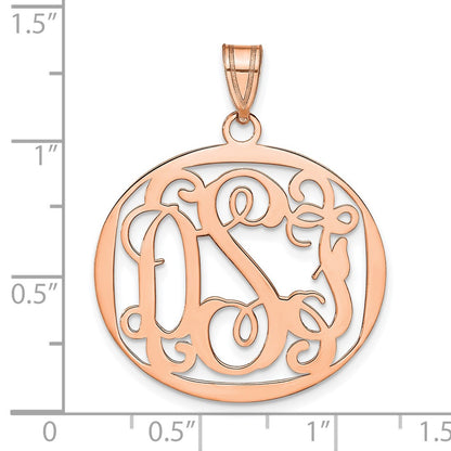 14K Rose Gold Round Monogram Pendant