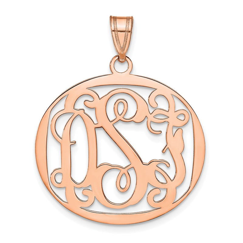 Rose Plated Sterling Silver/Rose Round Monogram Pendant