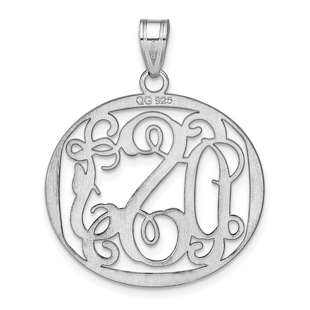 Sterling Silver Silver/Rhodium Plated Round Monogram Pendant