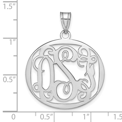 Sterling Silver Silver/Rhodium Plated Round Monogram Pendant