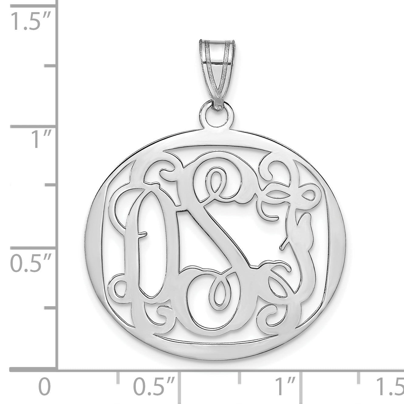 14K White Gold Round Monogram Pendant