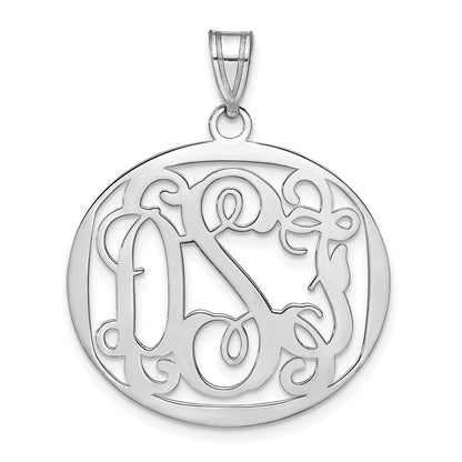 14K White Gold Round Monogram Pendant