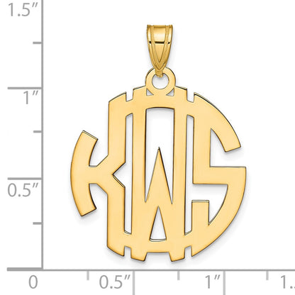 Gold Plated Sterling Silver/Gold Round Cut Out Monogram Pendant